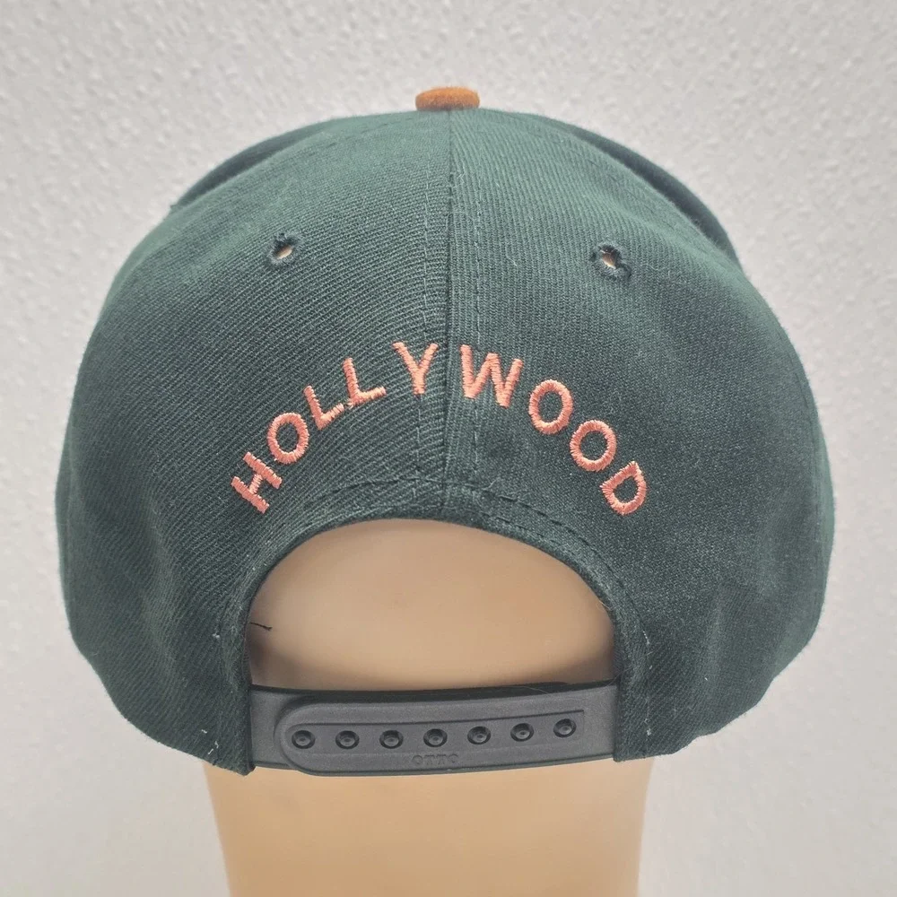 Color by Deluxe Hollywood Snapback Hat Green Brown Leather Vintage